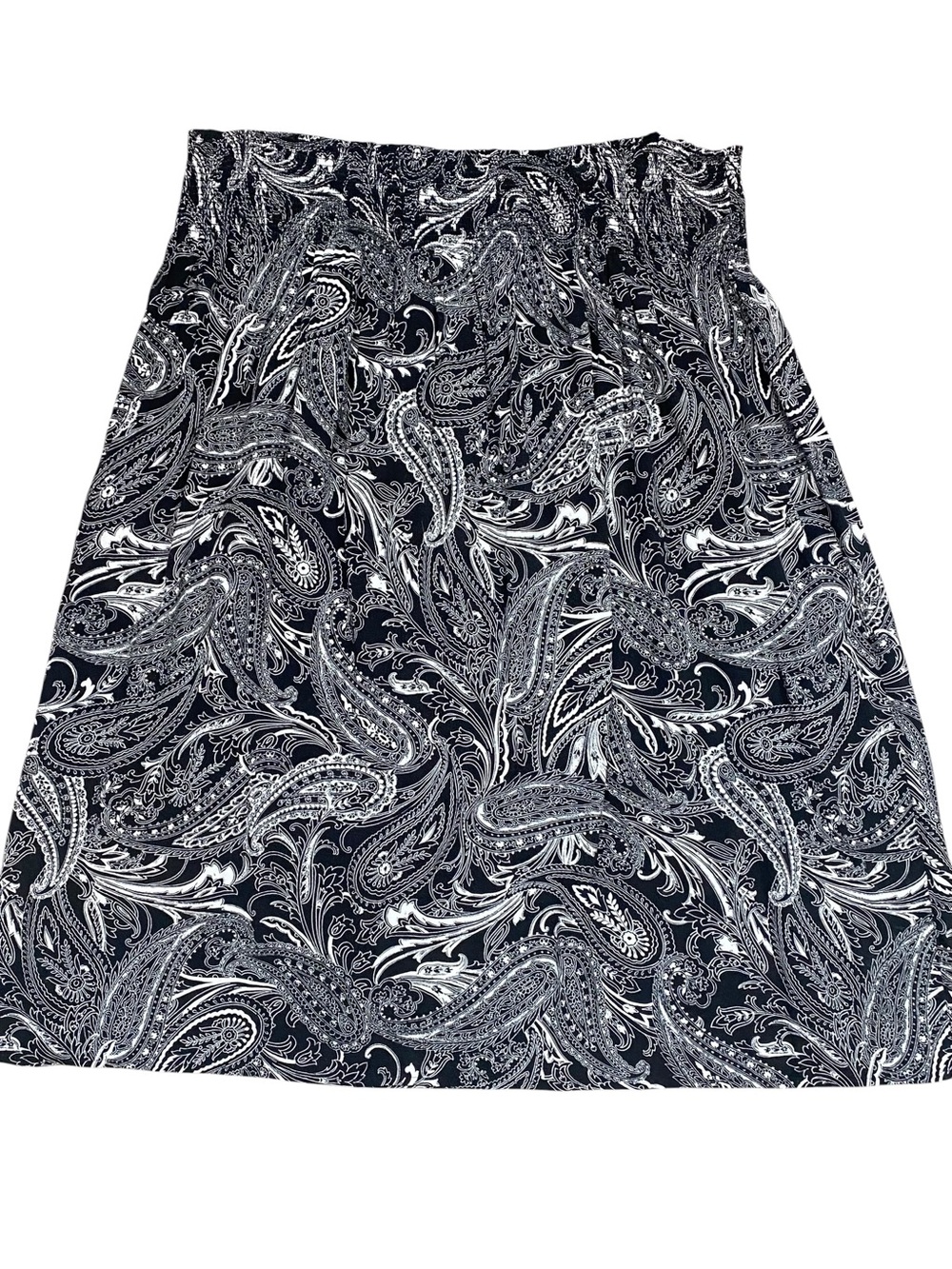 CROFT & BARROW Women's size XL Black White Paisley A-Line Skirt Pullon elastic